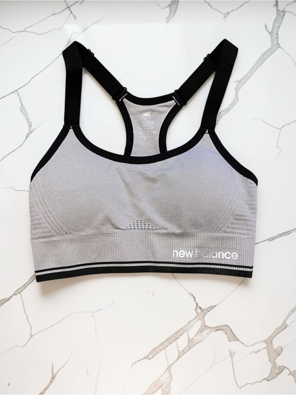 New Balance Light Gray & Black Seamless Sports Bra